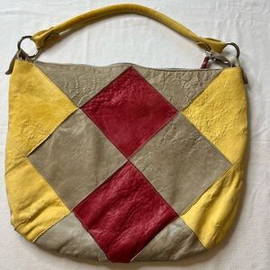 Innue made in Italy leather patchwork handbag - Yellow, Red, Tan